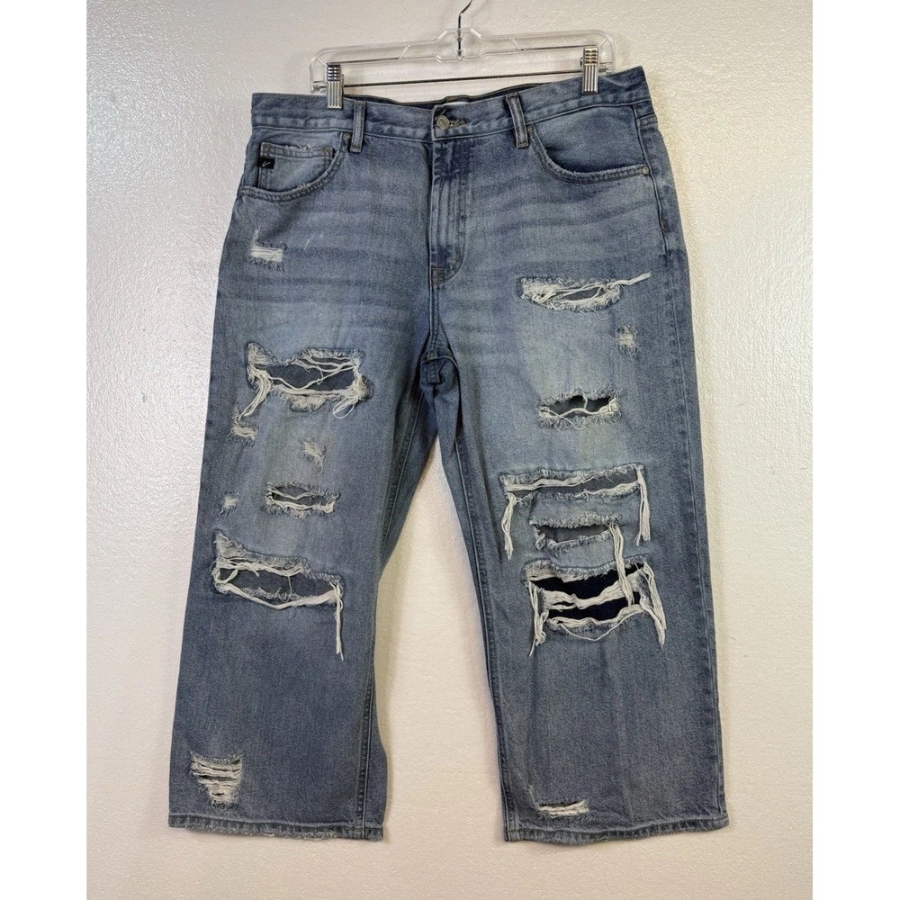 KanCan Womens Jeans Sz 31 (34x24 ) Distressed Medium Wash Straight Leg Grunge